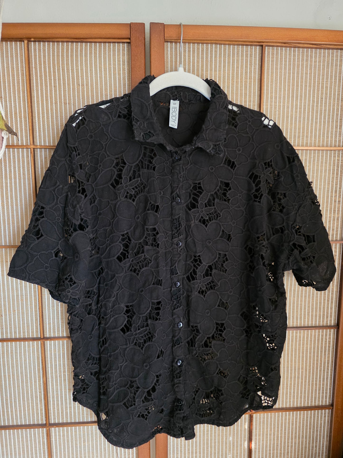Black Floral Embroidered Top
