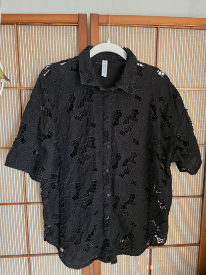 Black Floral Embroidered Top