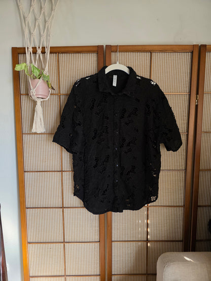 Black Floral Embroidered Top