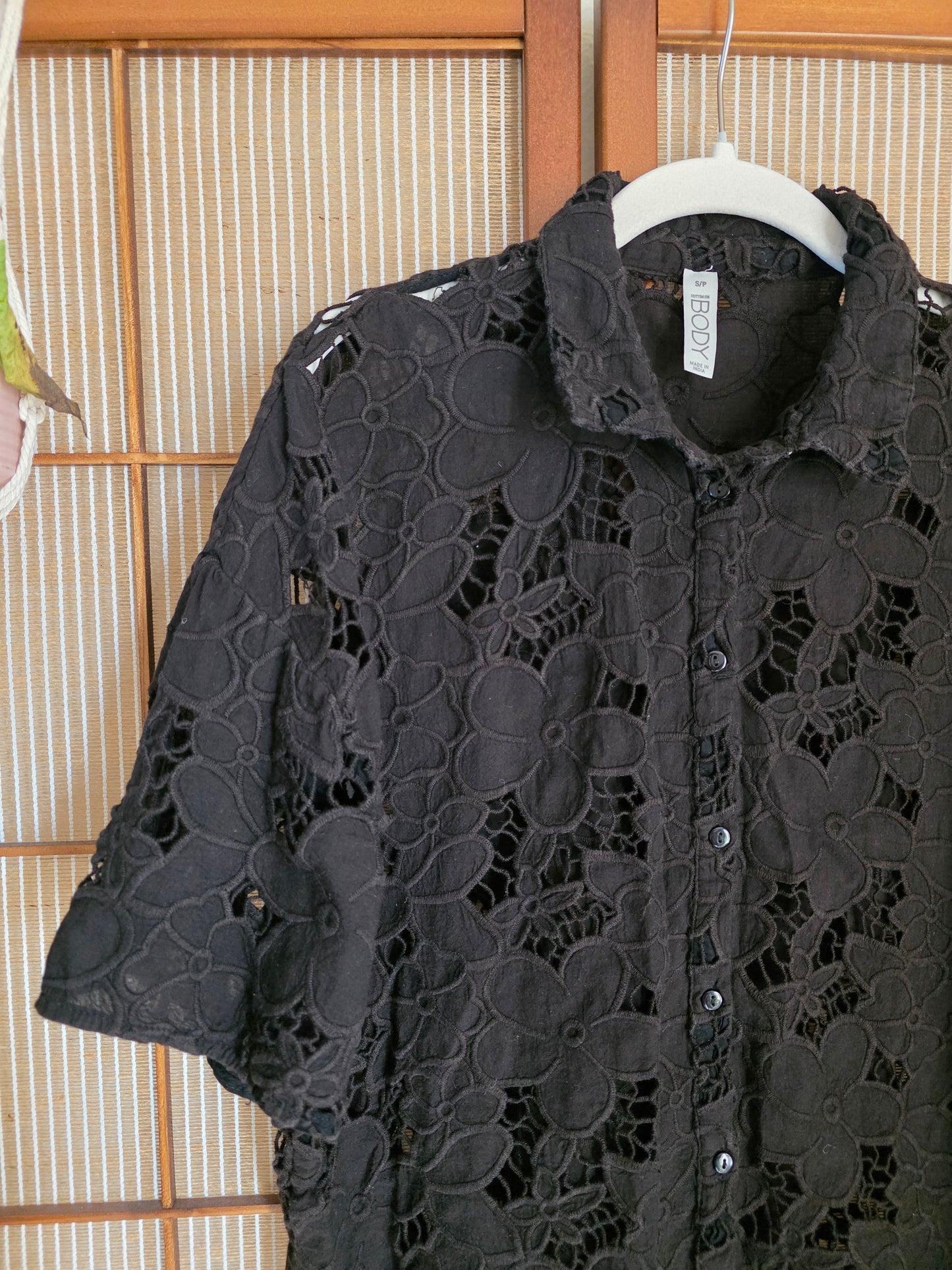 Black Floral Embroidered Top